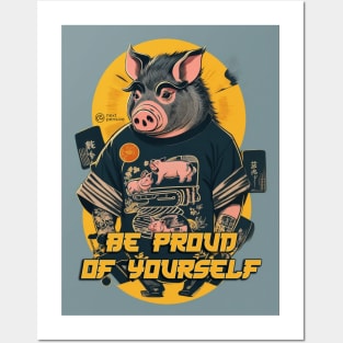 Be Proud Of Yourself Japanese Retro Boar Posters and Art